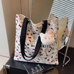 Hello Kitty White Tote Bag with Black Handles